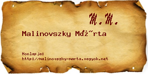 Malinovszky Márta névjegykártya