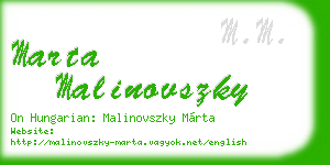 marta malinovszky business card